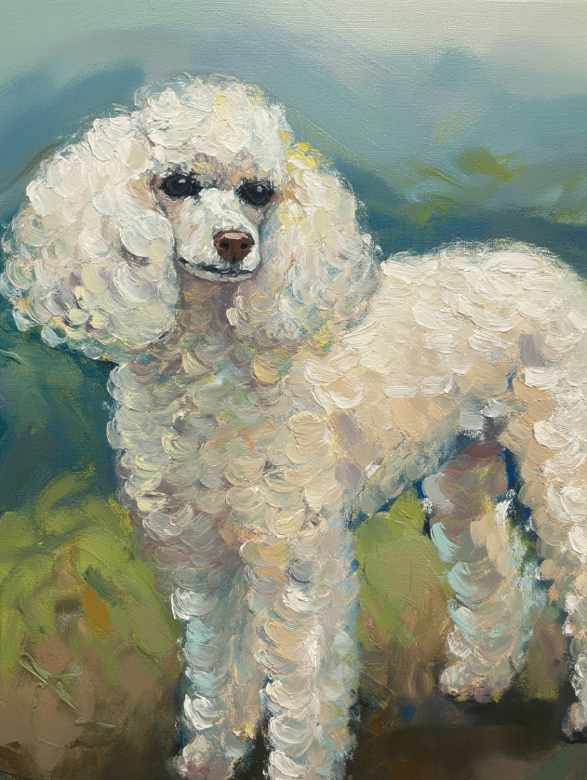 White Poodle by the Sea